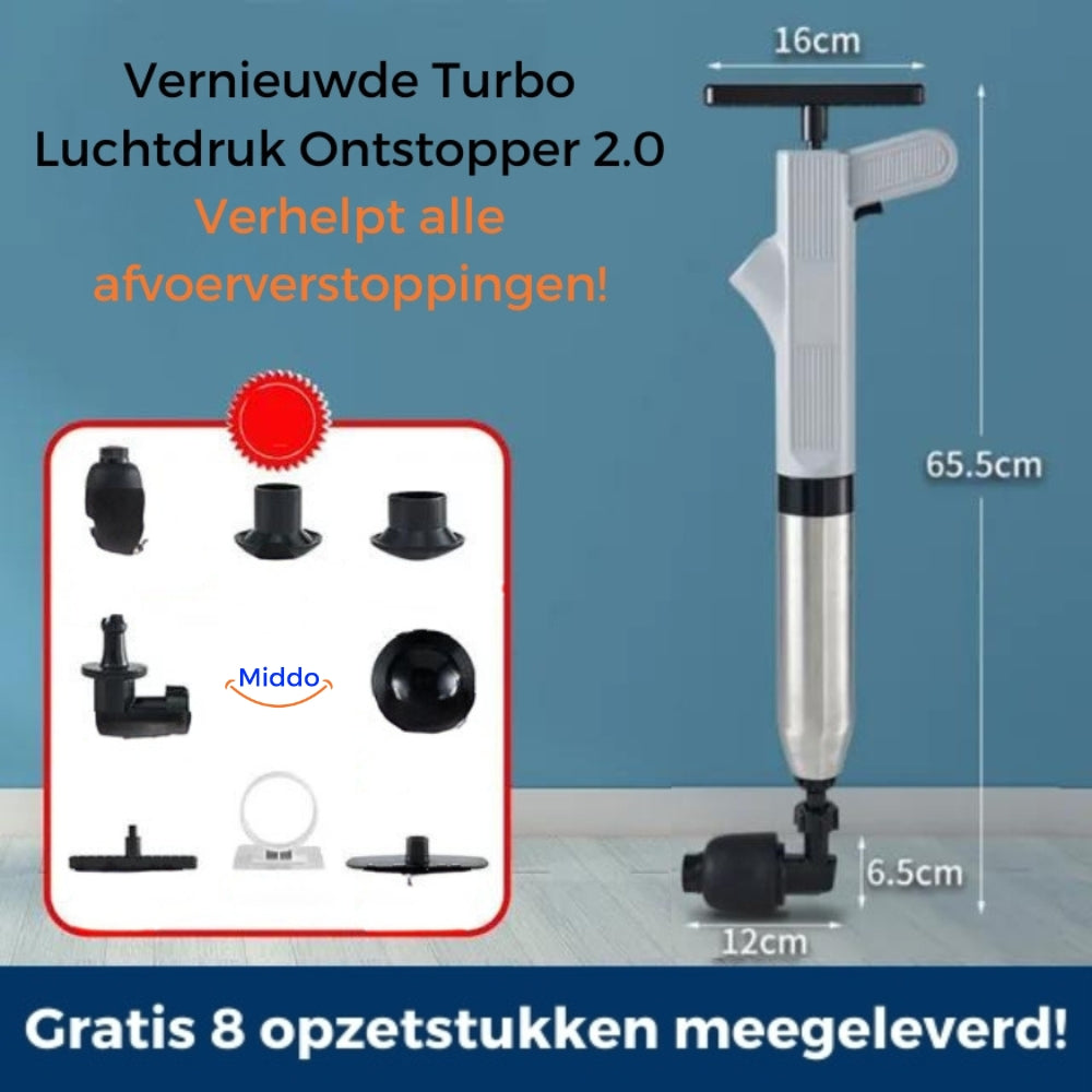 Turbo Luchtdruk Ontstopper maakt toilet direct schoon