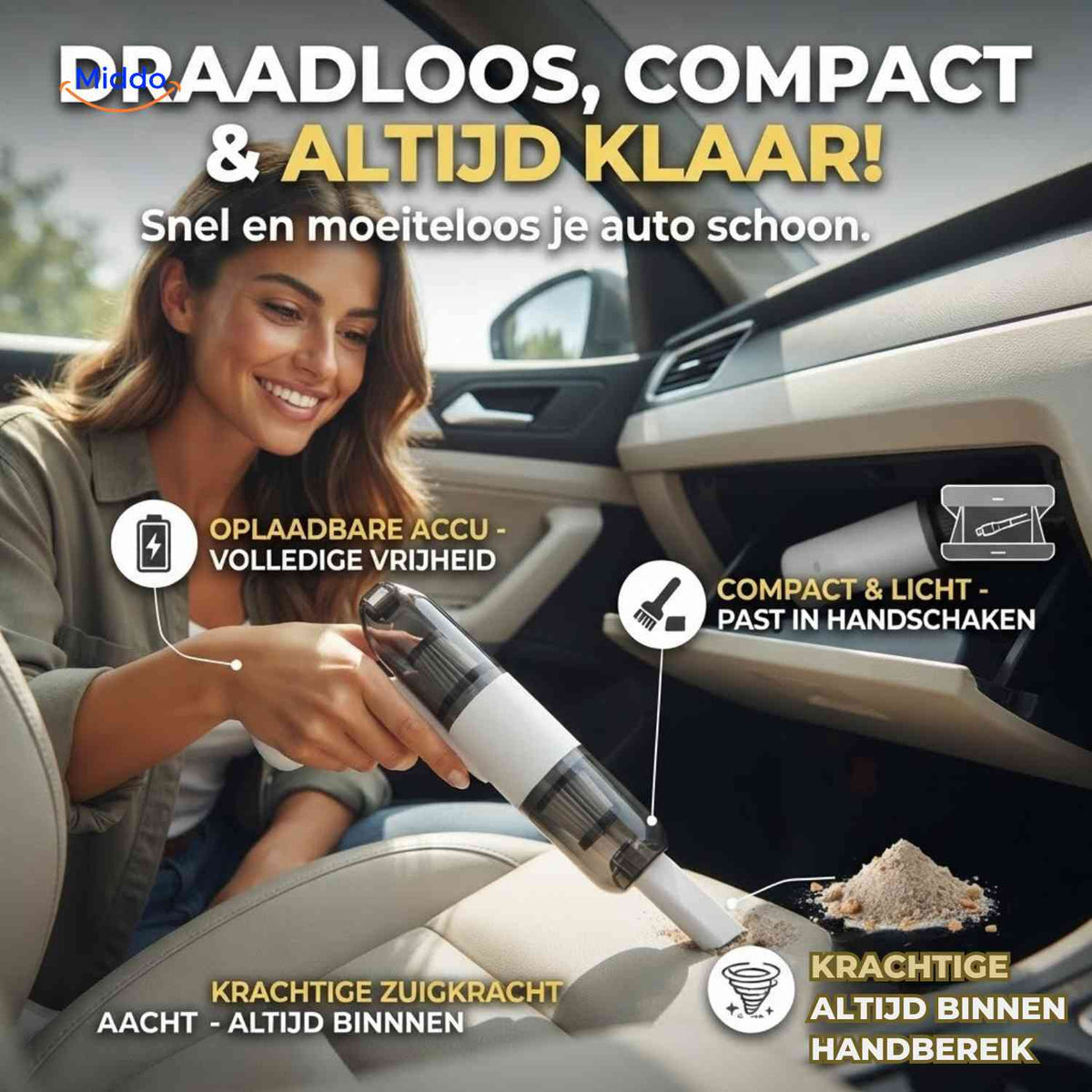 Turbovac Autostofzuiger krachtige auto handstofzuiger met blaasfunctie www.middo.nl