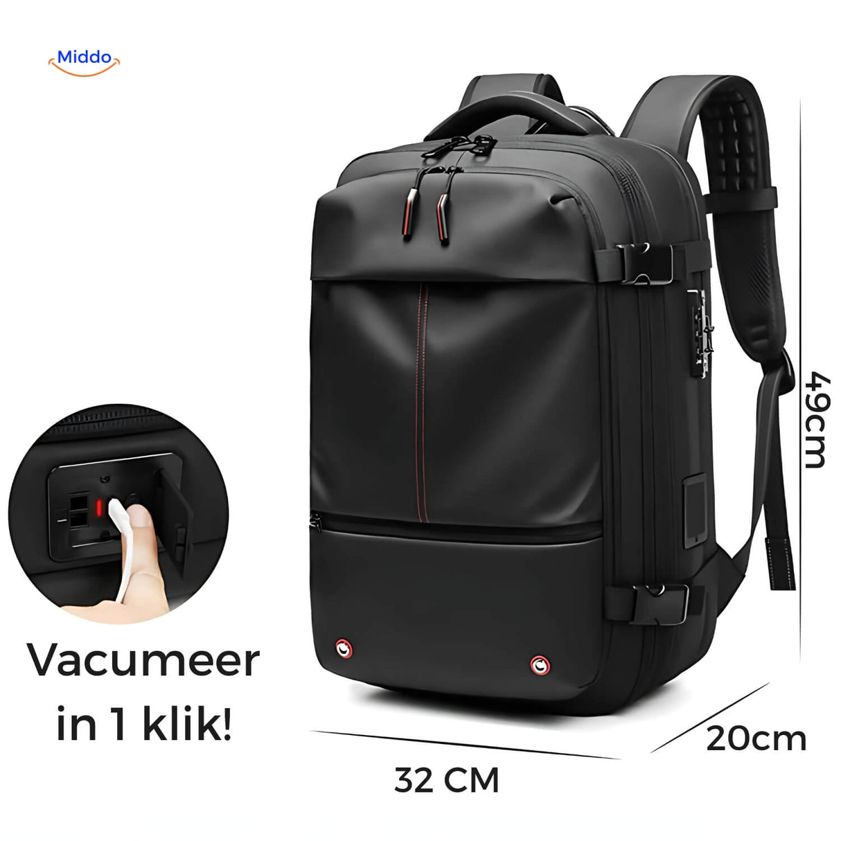 VacuPro Reistas inclusief pomp zwarte kleur