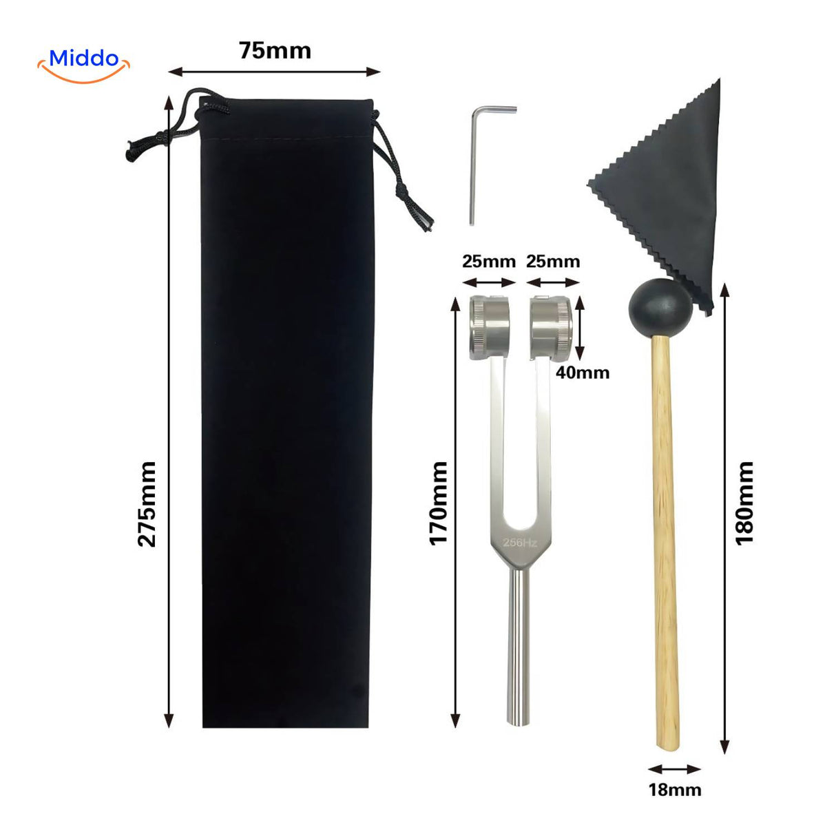 VibeClean Genezing Stemmingsvork Set met 256Hz vork en gereedschap www.middo.nl