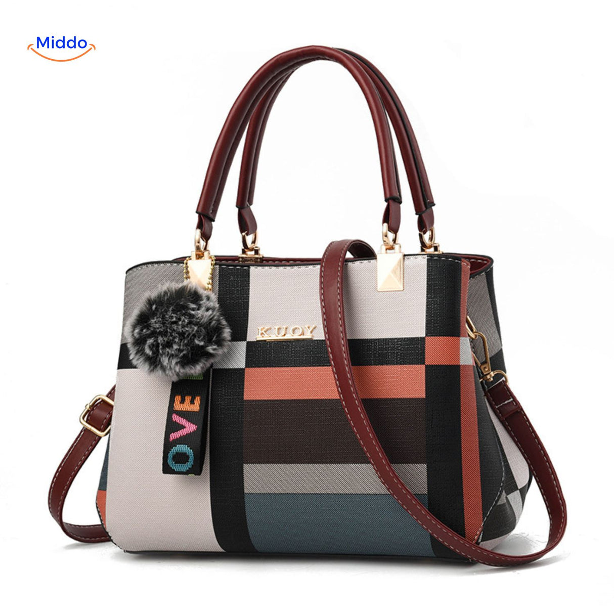 VivaLuxe Tote klassiek design met gebruikt bont kleurenschema www.middo.nl