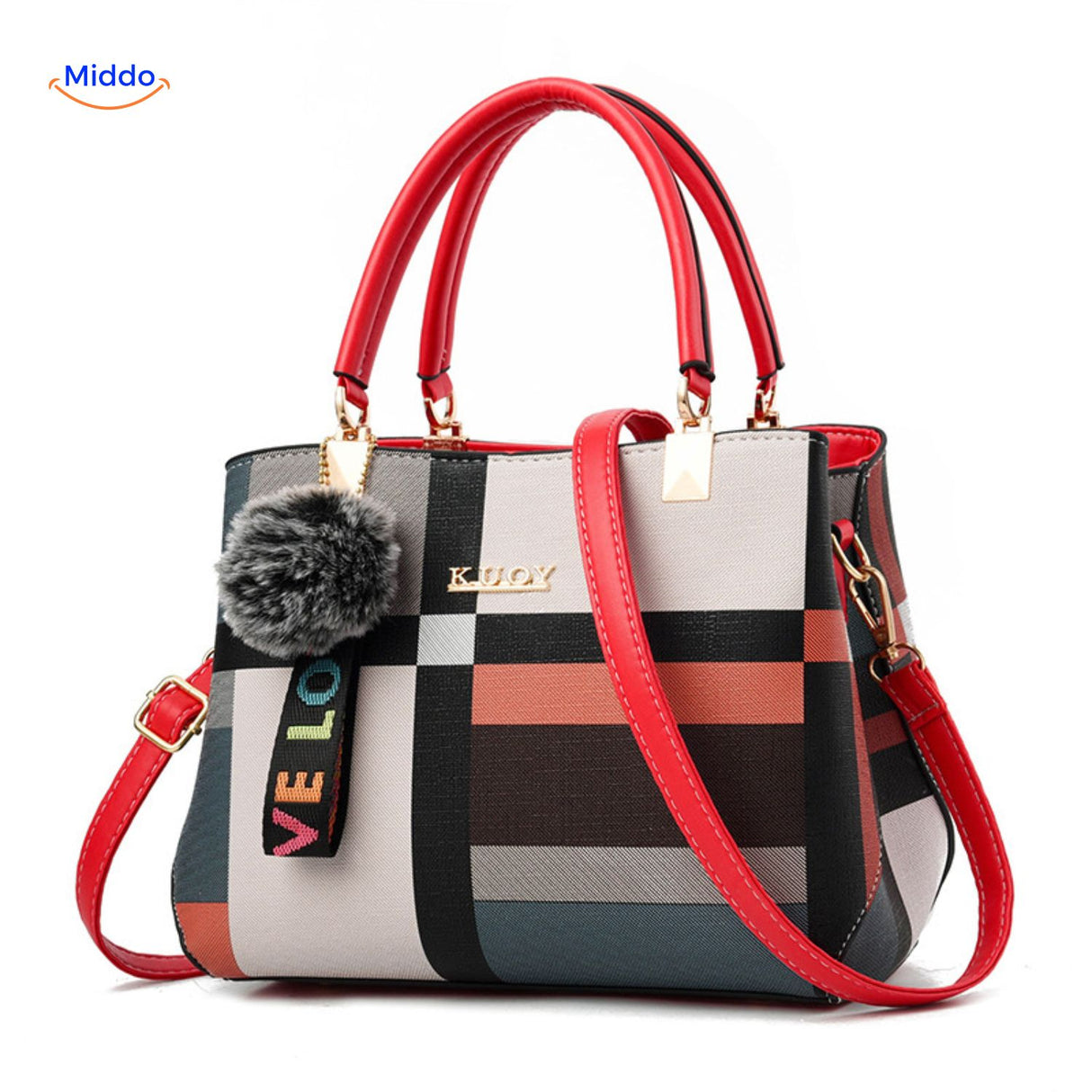 VivaLuxe Tote met pompon kleurrijk gebloemd design www.middo.nl