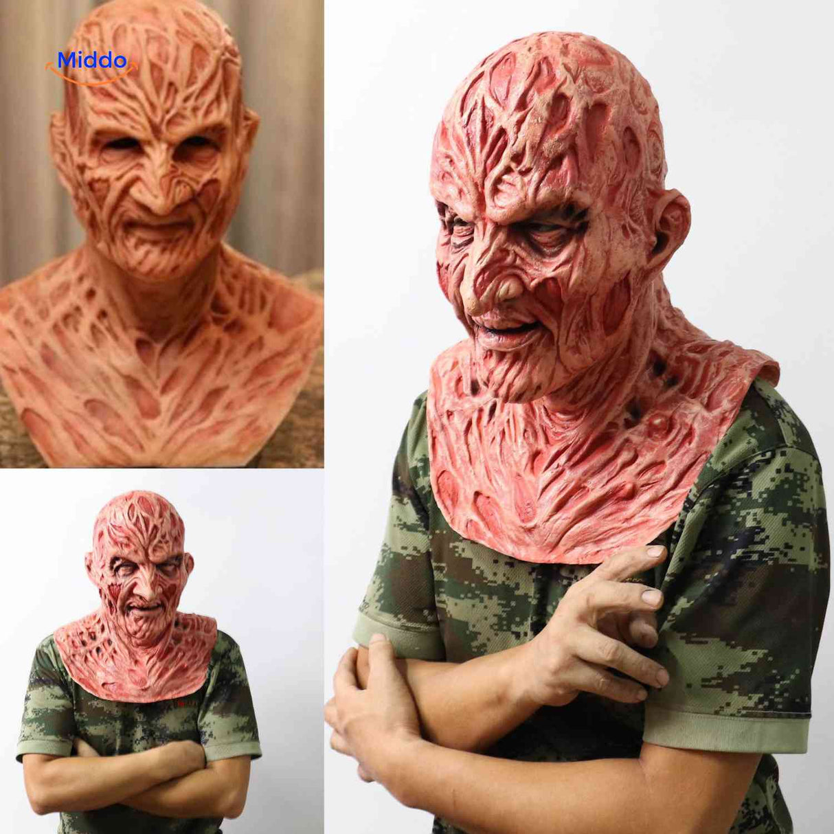 Zombiora Masker collage verbrand gezichtsmasker verschillende perspectieven www.middo.nl