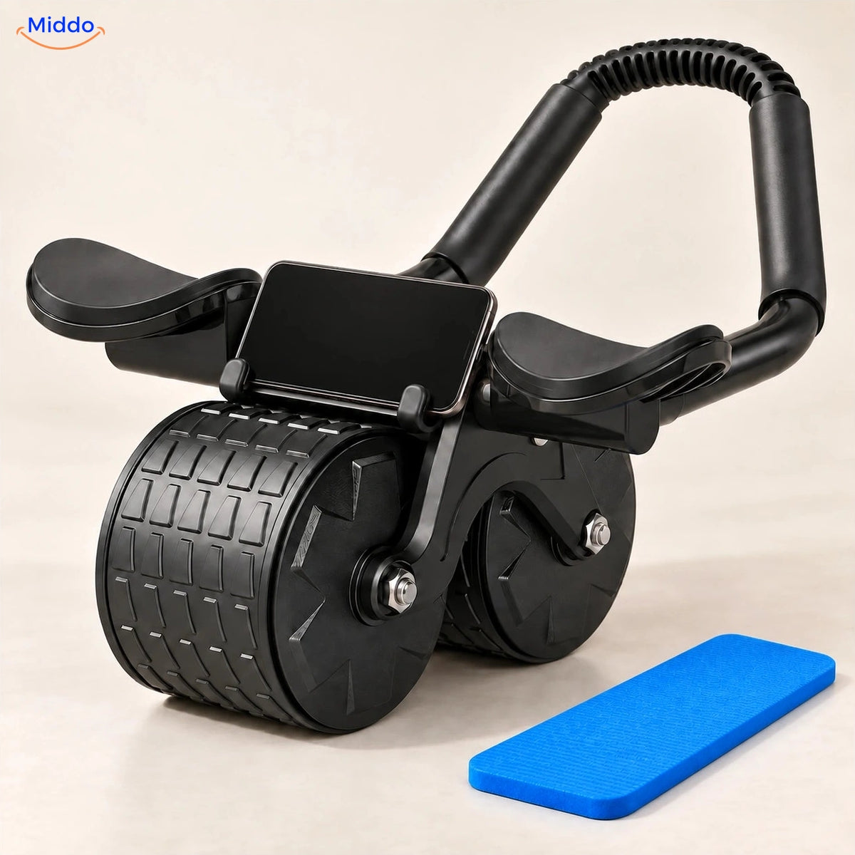 AbWheel Pro™ – Zwart – kniemat 34 × 15 cm