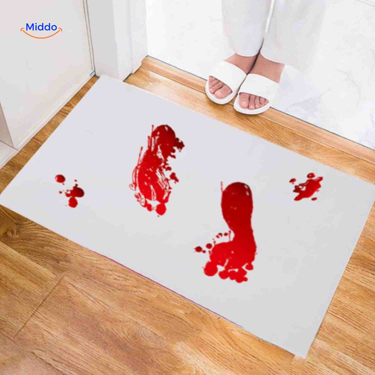 bloodstep badmat bloedige voetsporen halloween decoratie www.middo.nl