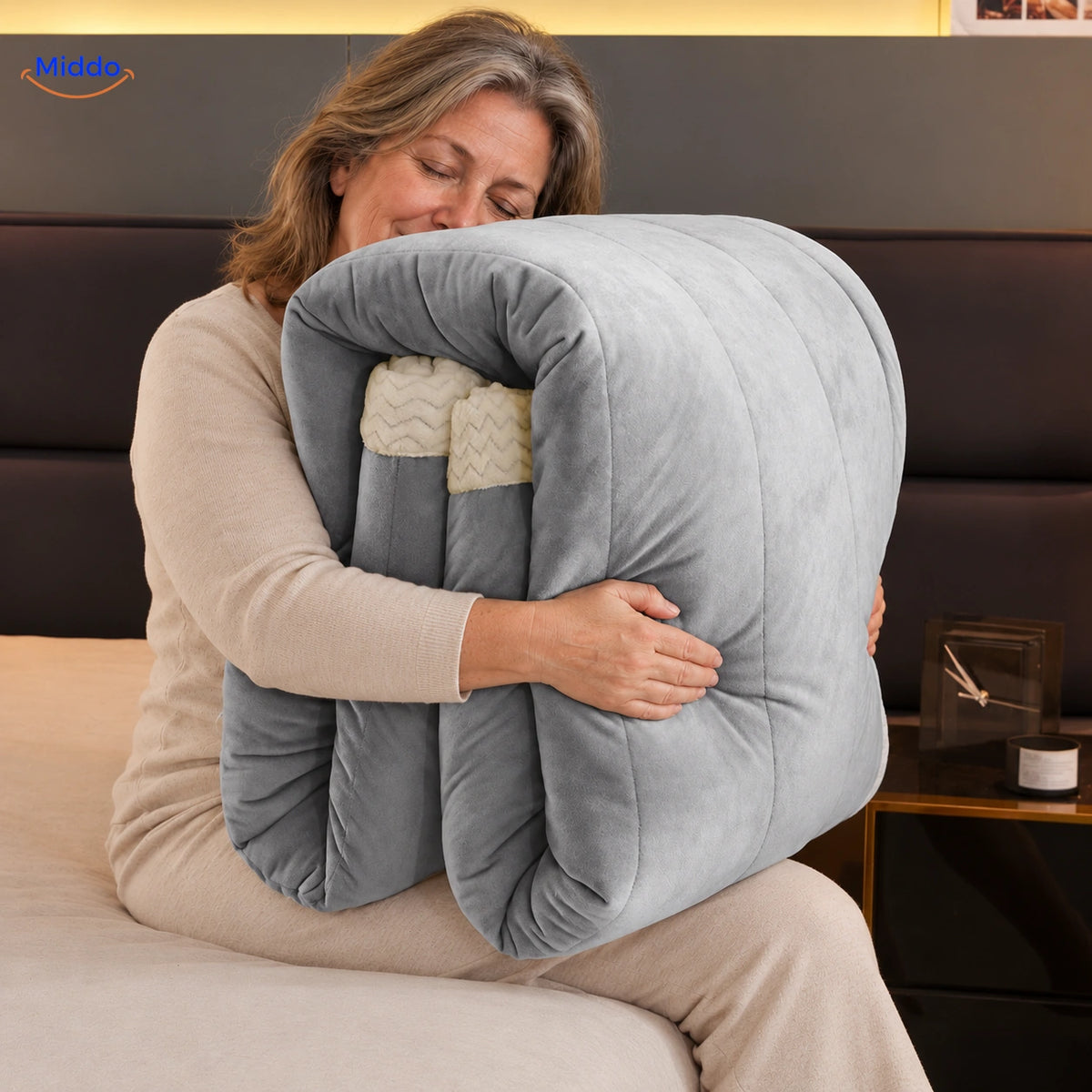 CozyFleece pluche deken lichtgrijs met zachte fleecezijde