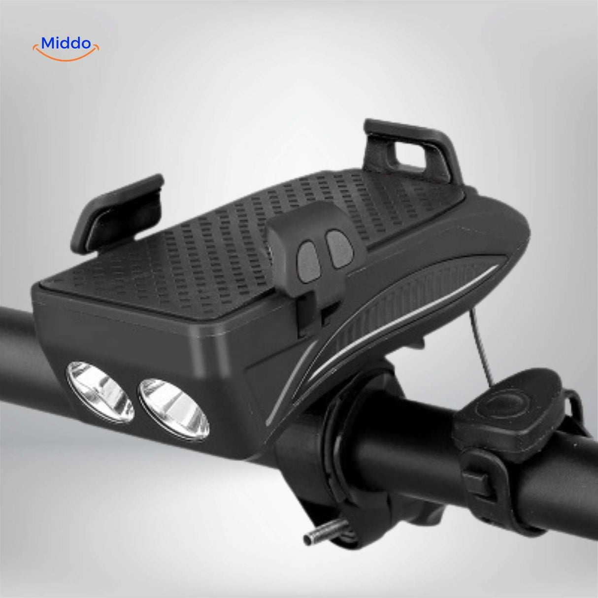 cyclomax fietsgadget telefoonhouder powerbank licht claxon tweeledlamp rood www.middo.nl