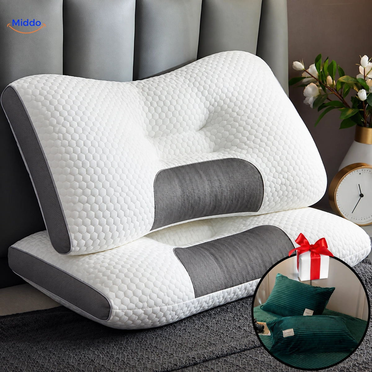 DreamGuard Pro honingraatkussen met 2 gratis kussenslopen – Donker Groen