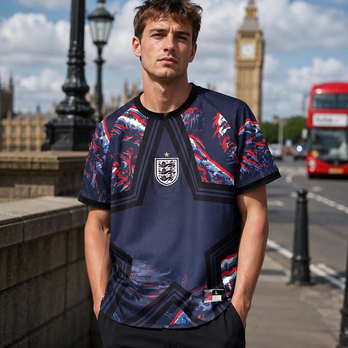 FIFA WK 2026 supportersshirt Engeland donkerblauw voetbalshirt voor heren