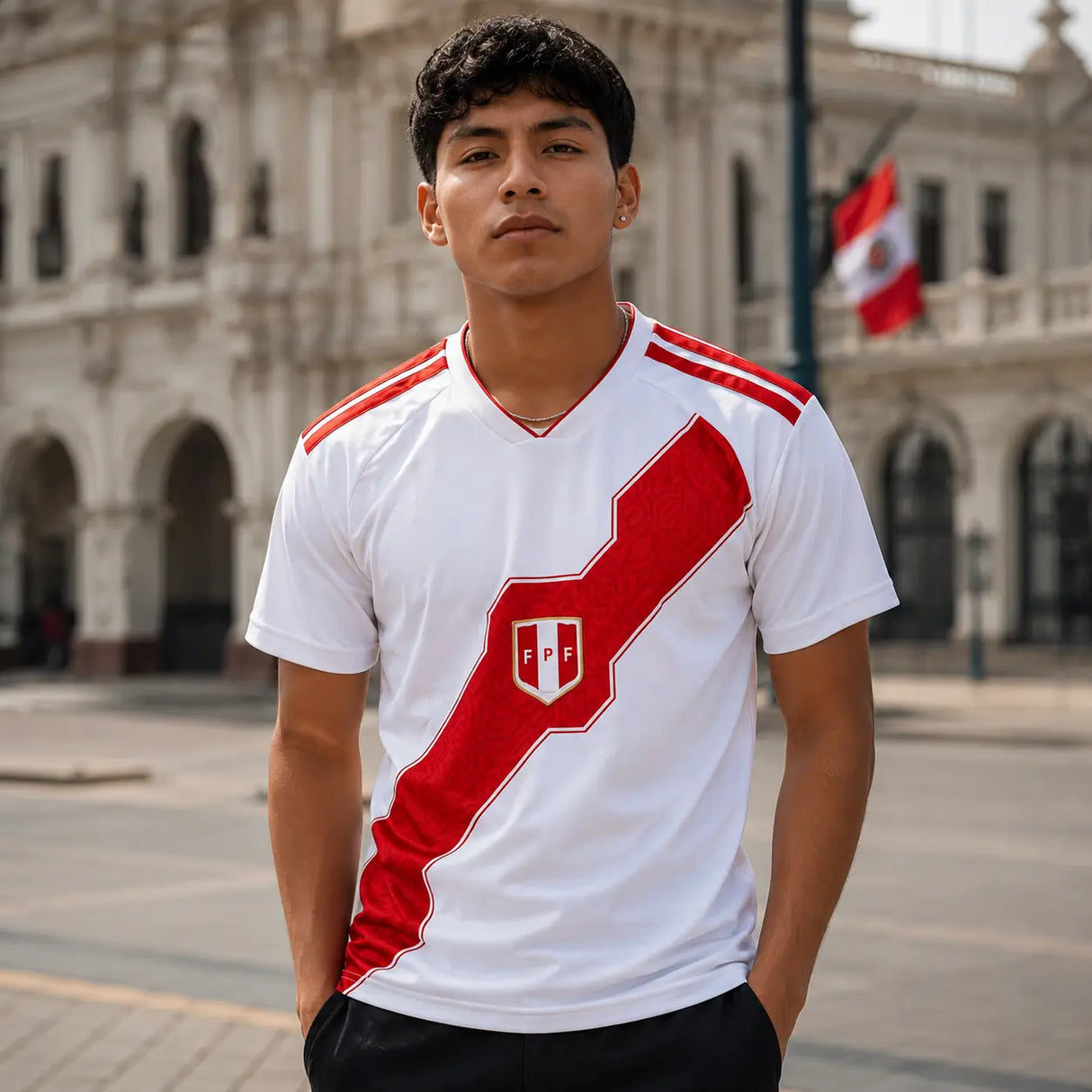 FIFA WK 2026 supportersshirt Peru wit rood voetbalshirt voor heren