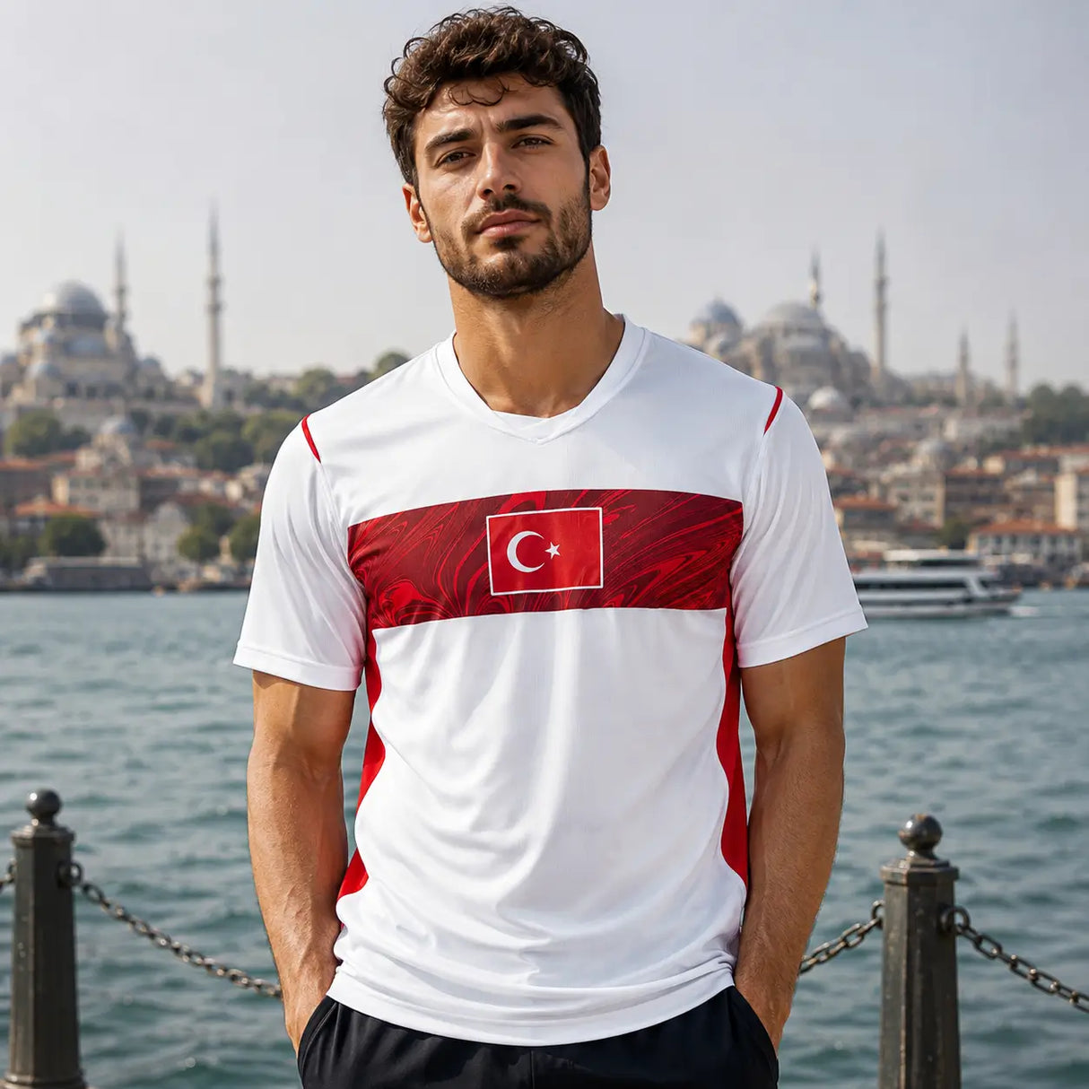 FIFA WK 2026 supportersshirt Turkije wit voetbalshirt voor heren