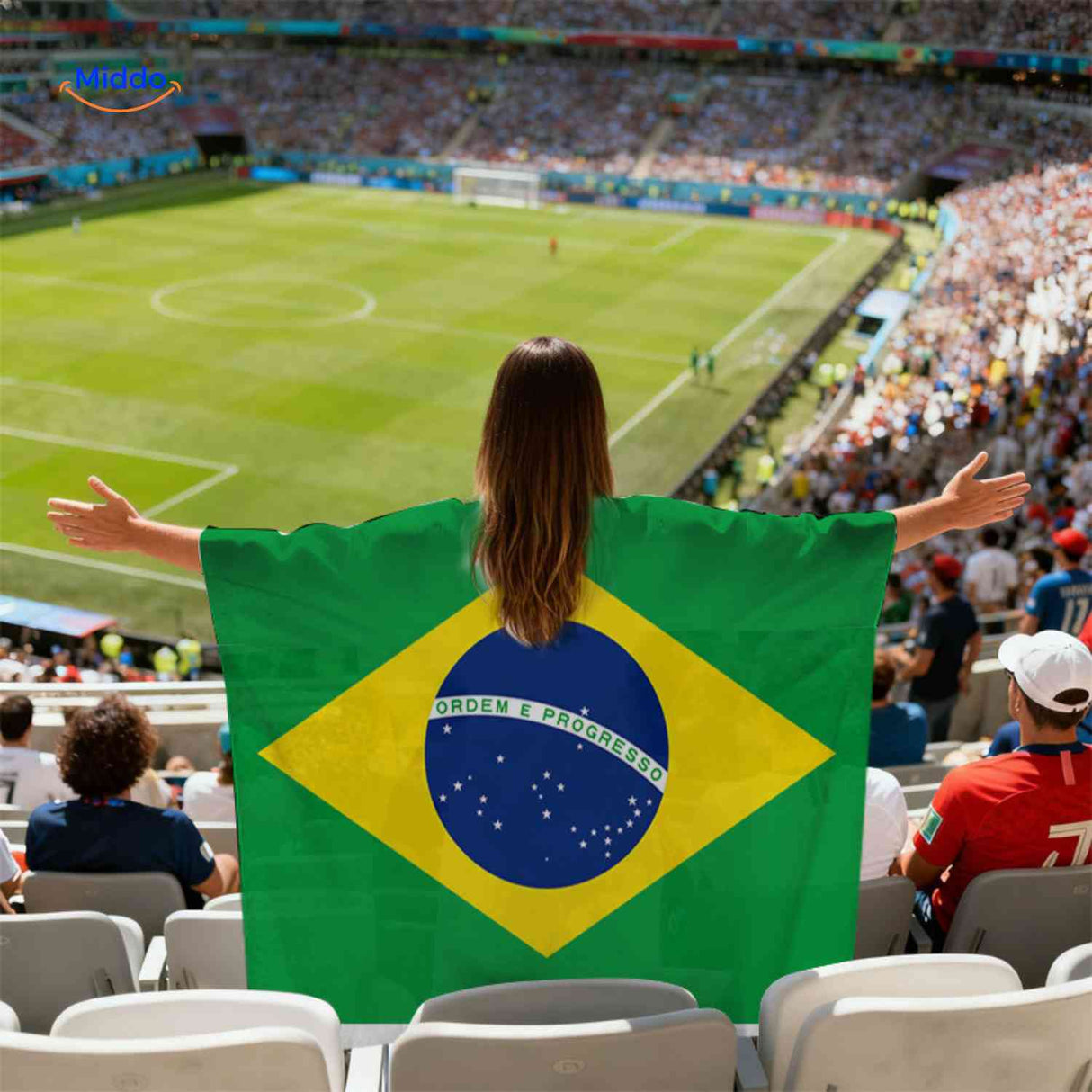 flagora cape brazilie vlag cape stadion supporter www.middo.nl