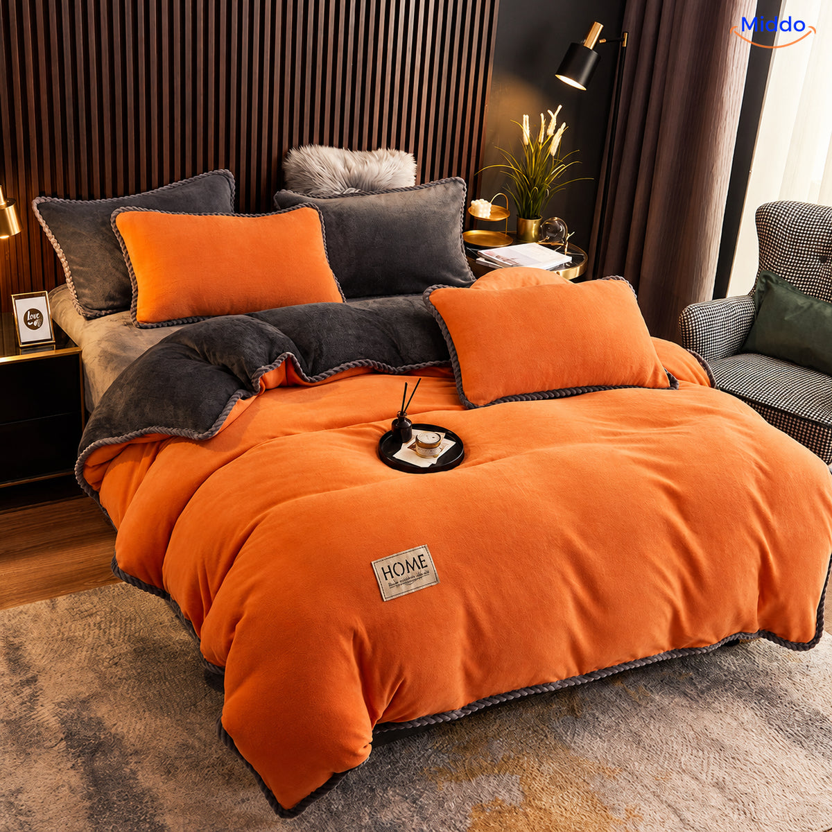 Fluwelen Pluche Dekbedovertrek – Oranje