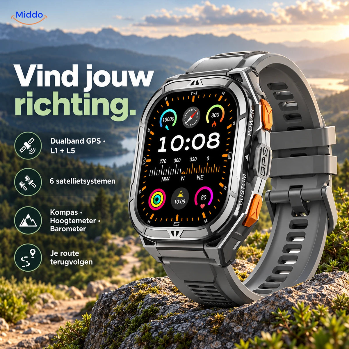 Galaxy Armor X5: dualband GPS, zes satellietsystemen, kompas, hoogtemeter en barometer