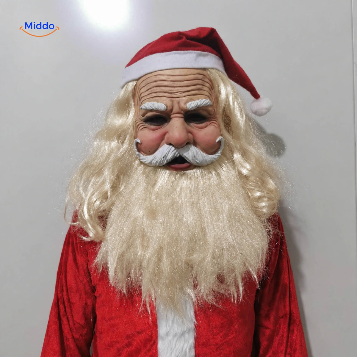 Gerontix klassiek kerstmanmasker met goudblond haar en baard