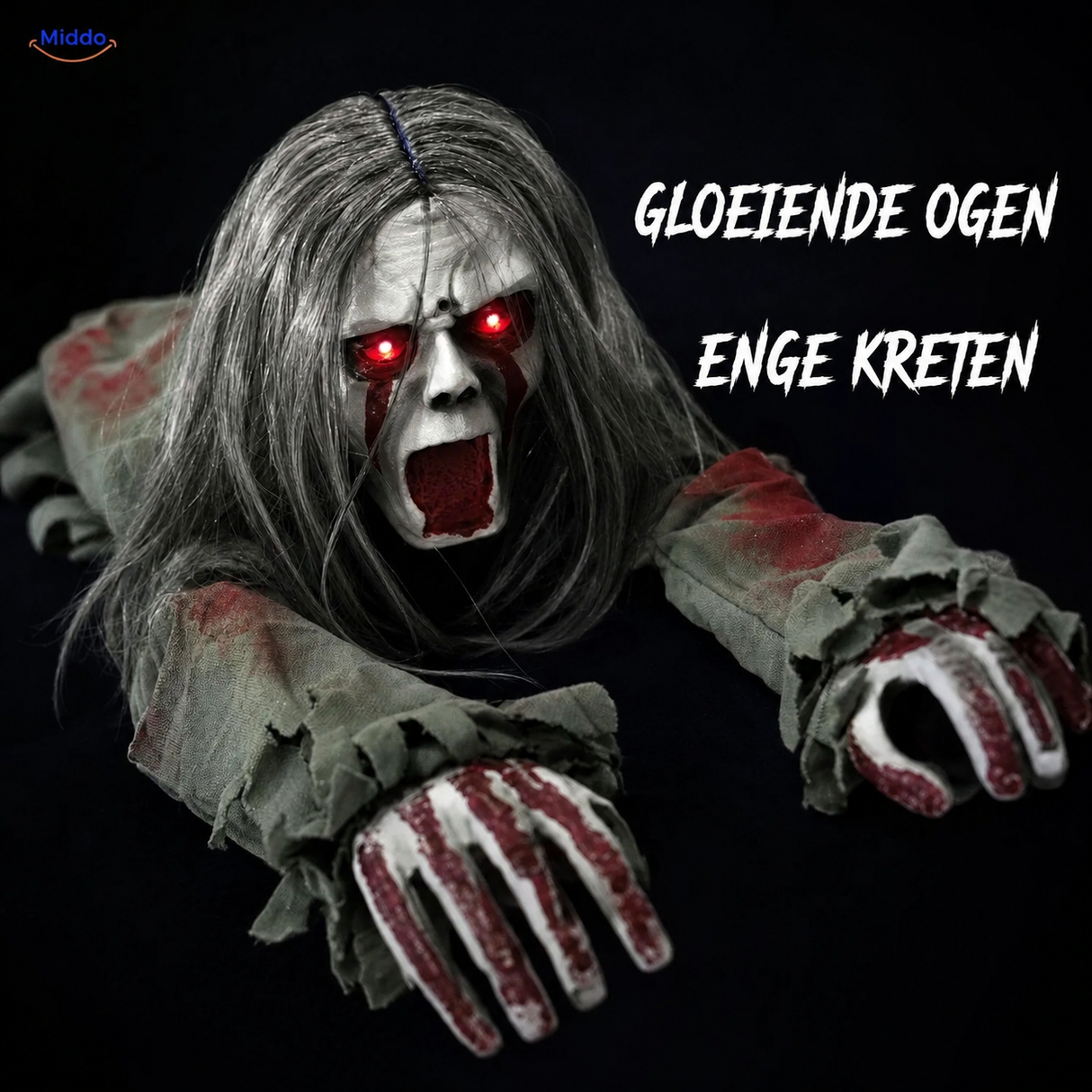 GhostEcho™ kruipende geest met gloeiende rode ogen en enge kreten