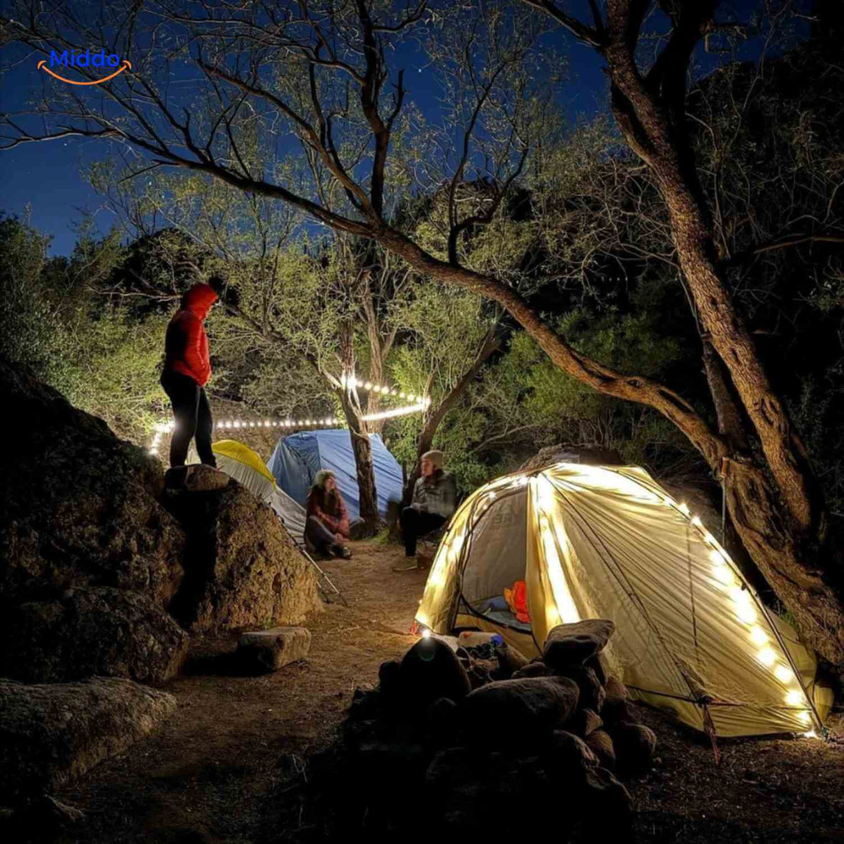 glowmate lamp sfeervolle verlichting rondom tent en natuur www.middo.nl