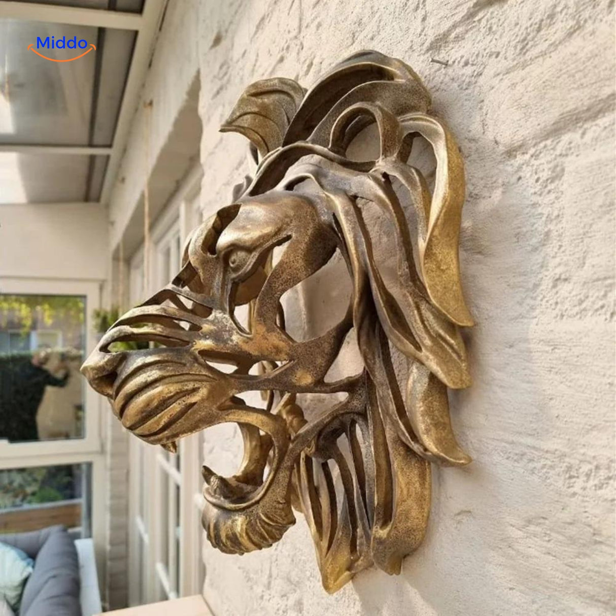 Goldenlion™ Op Een Muur Zijaanzicht
