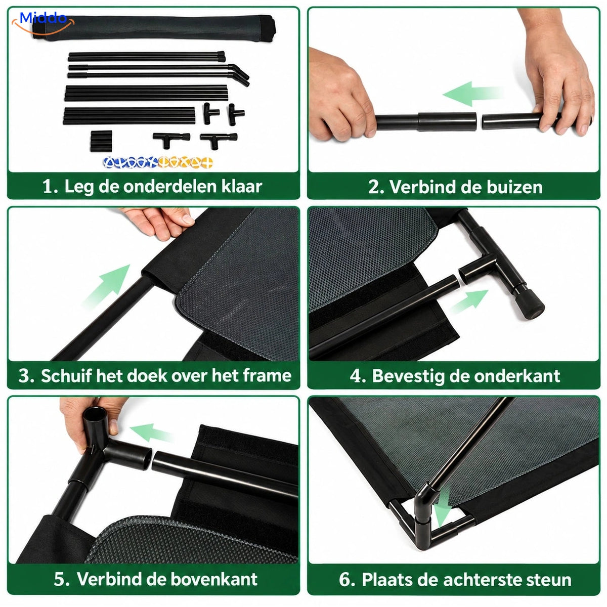 GolfMaster frame en doeldoek monteren in zes stappen