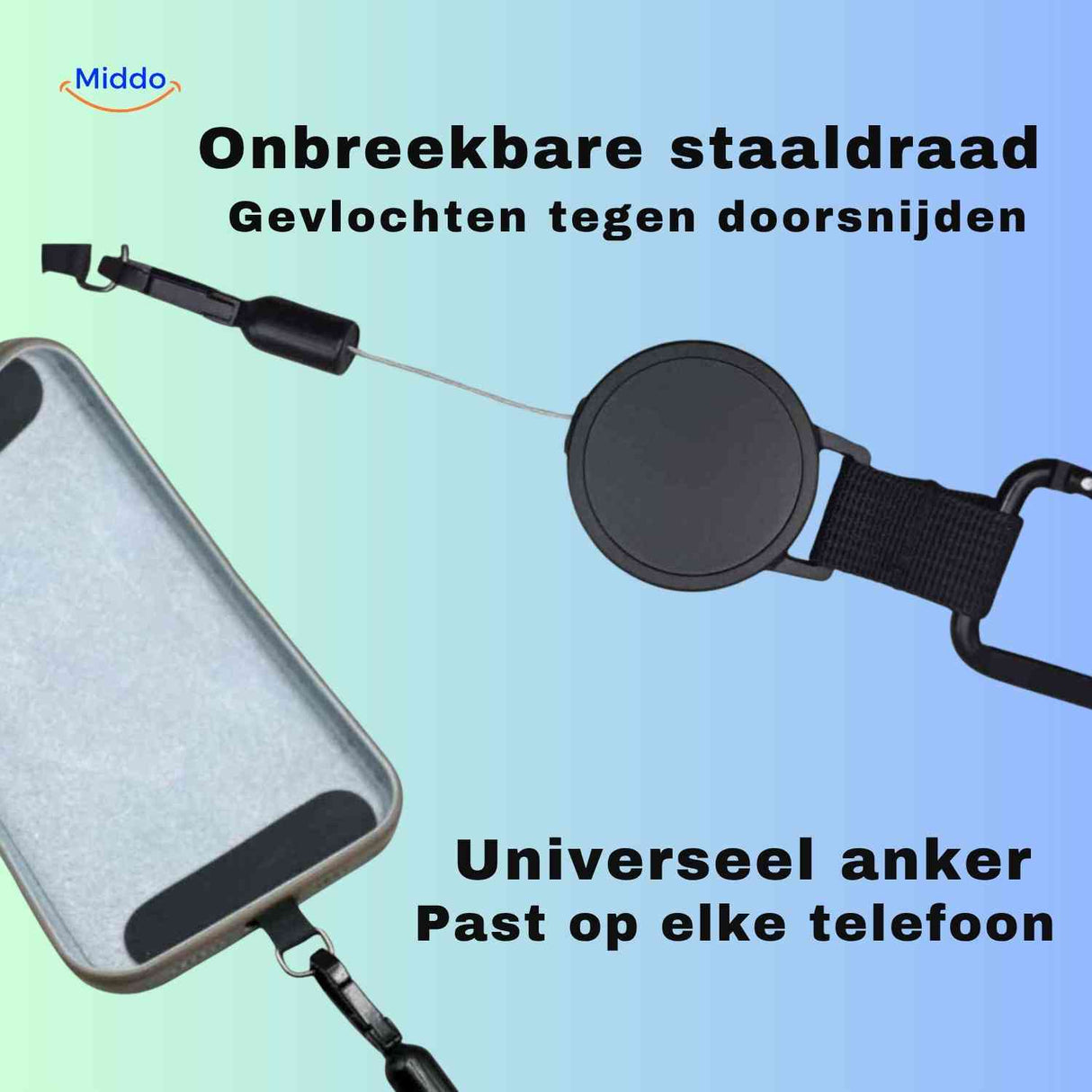 griplock houder onbreekbare staaldraad universeel ankerwww.middo.nl