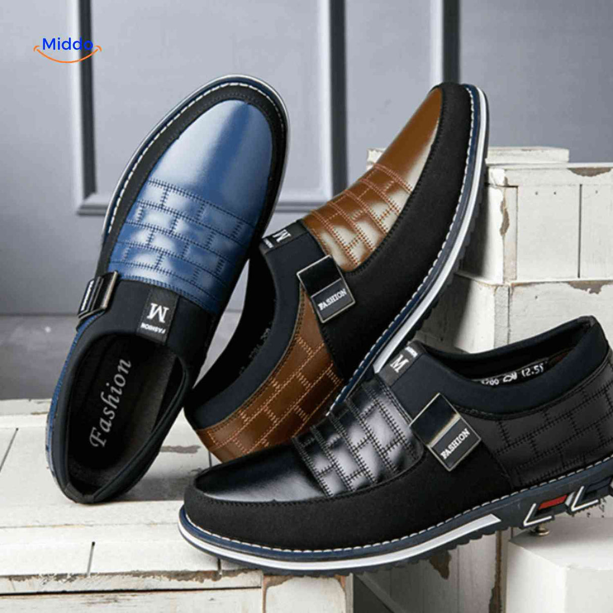 heren zwarte slip on loafers glanzende afwerking zachte gedempte zool www.middo.nl