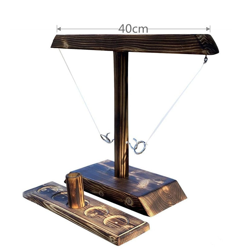 Houten Ring Toss Drinkspel 40cm bruine kleur