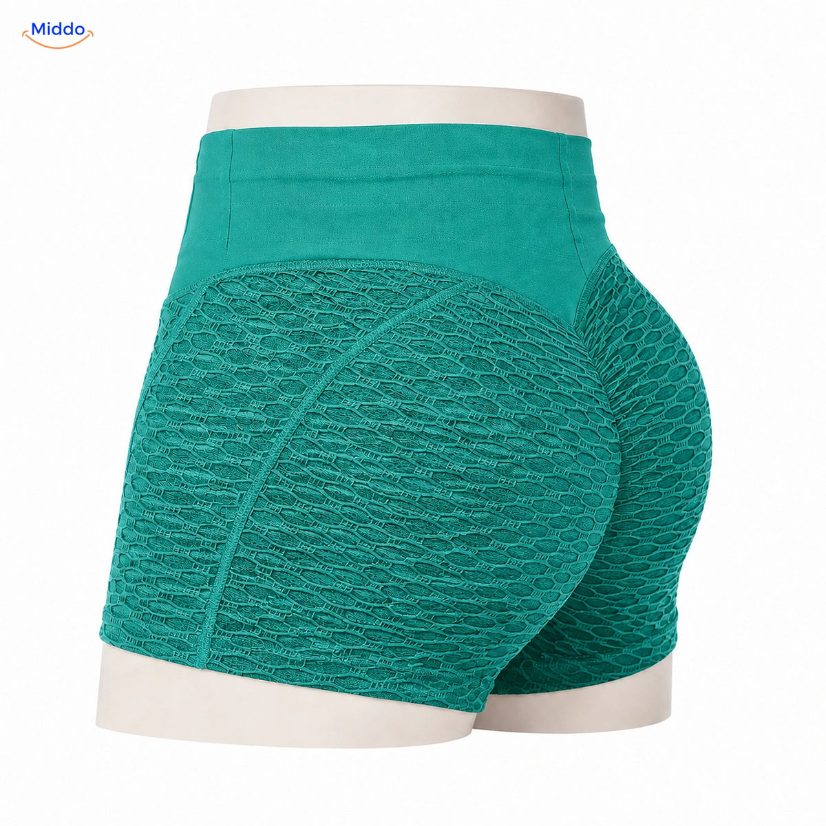 IceSilk sportshort met hoge taille en honingraatstructuur in groen