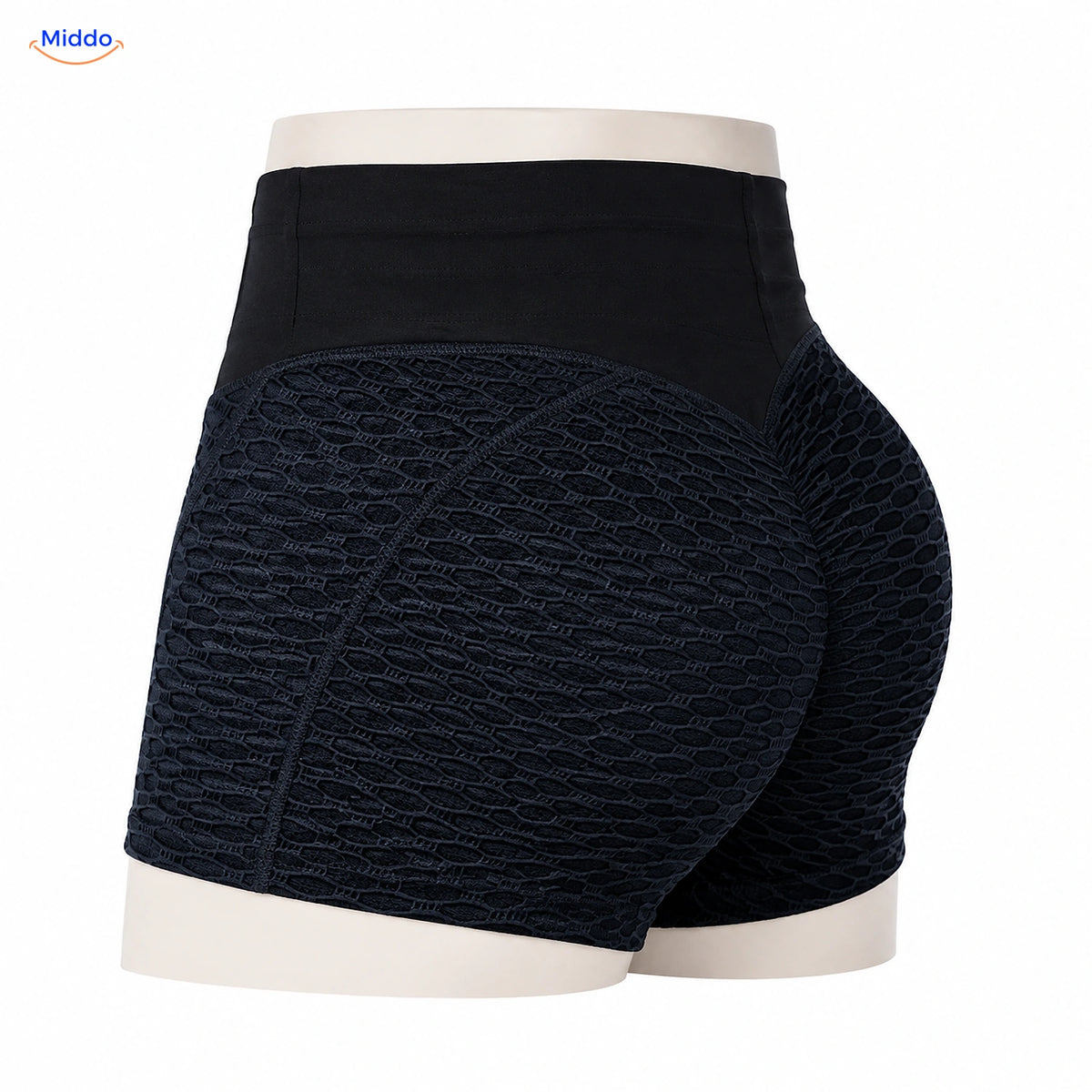 IceSilk sportshort met hoge taille en honingraatstructuur in zwart