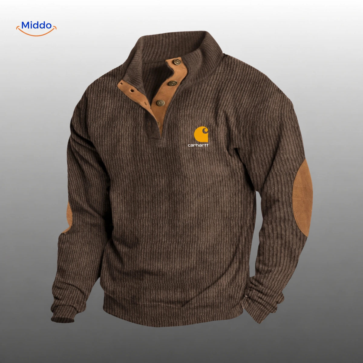 IndieWear corduroy trui in bruin met caramelkleurige details.
