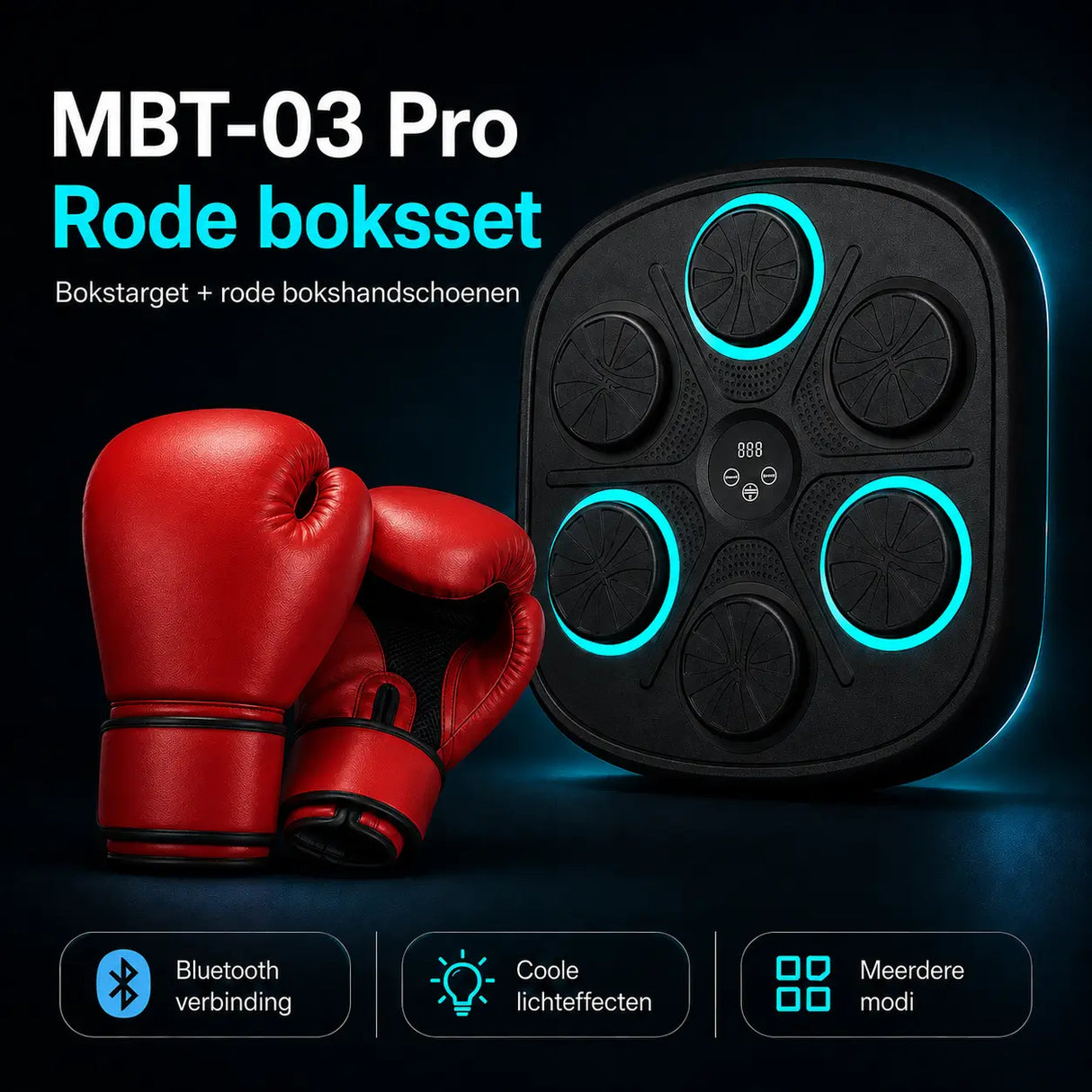 MBT-03 Pro bokstarget met rode volwassen bokshandschoenen voor reflextraining en conditietraining