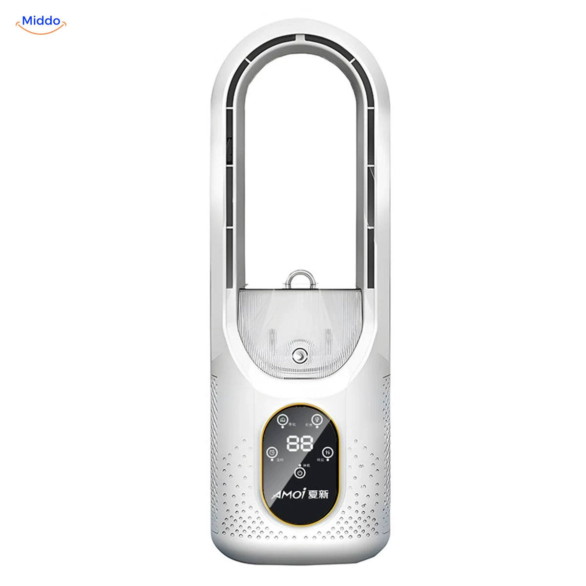 BreezeLite USB-bureauventilator: wit model van voren op witte achtergrond.