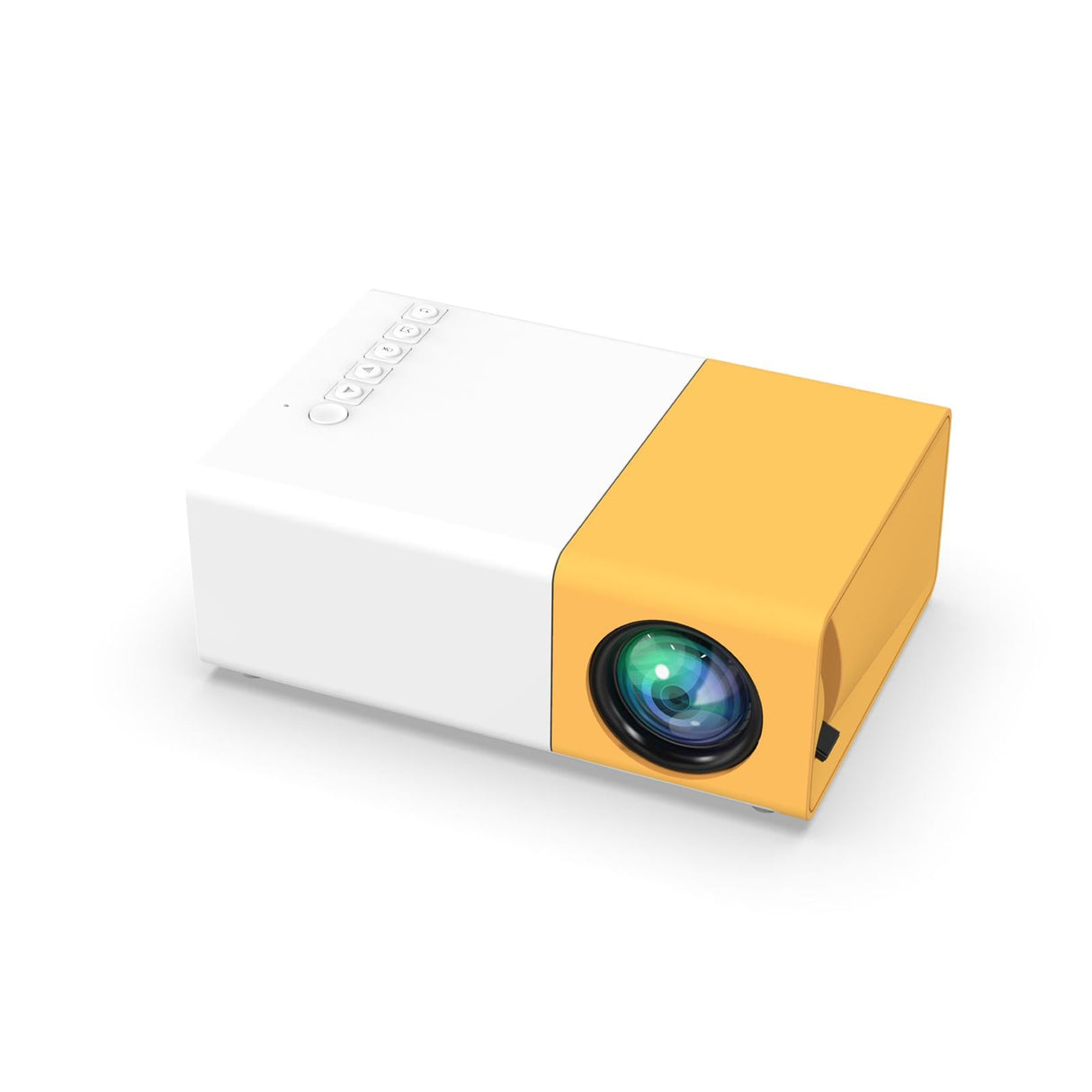 Schuin vooraanzicht van compacte MiniBeam HD projector.