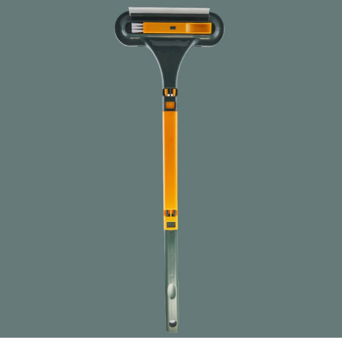 Oranje MultiBrush stofborstel met lange steel en rubberen strip voor alle oppervlakken