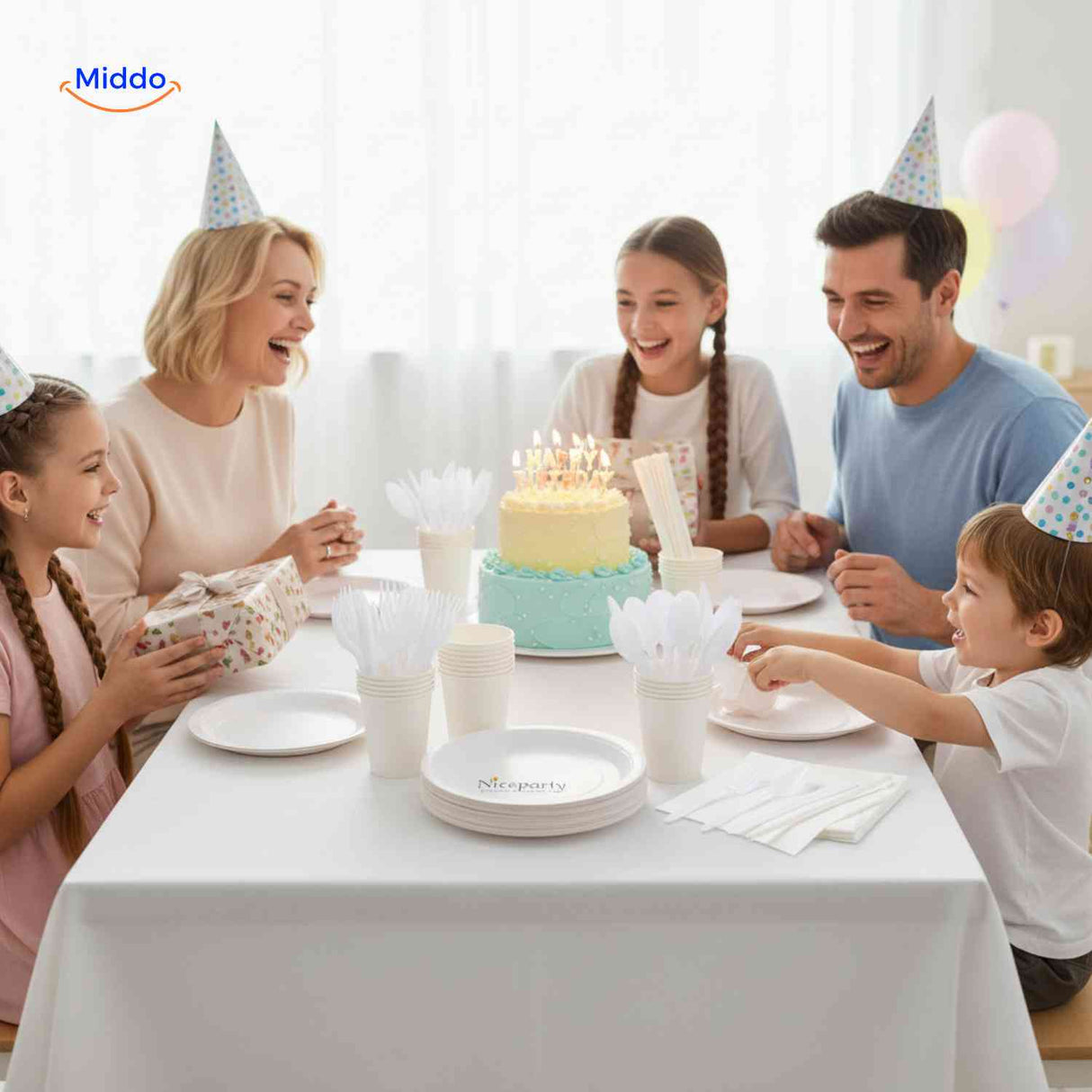 partylux bordenset buiten feest tafel servies set gezin www.middo.nl