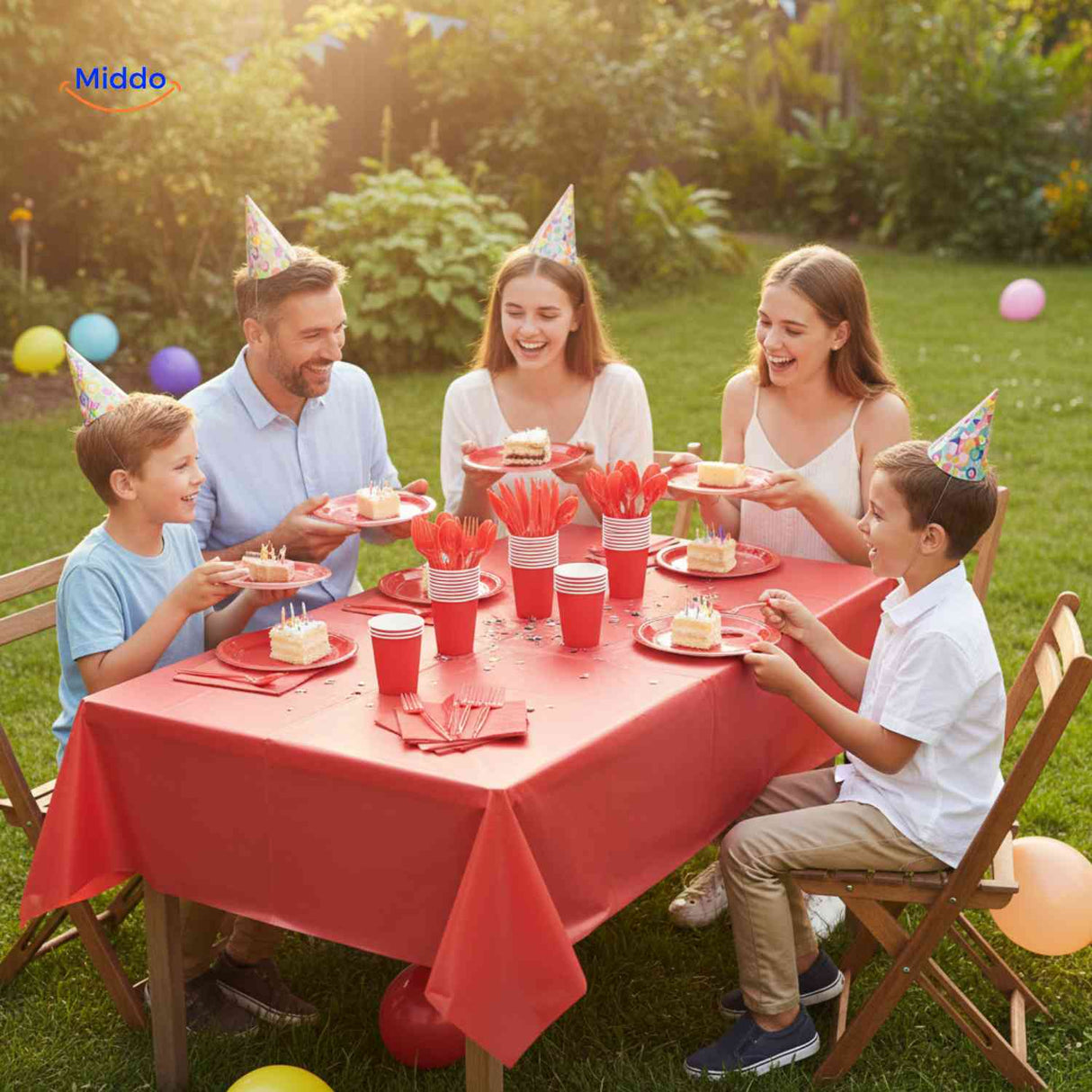 partylux bordenset feest tafel servies set bekers borden www.middo.nl