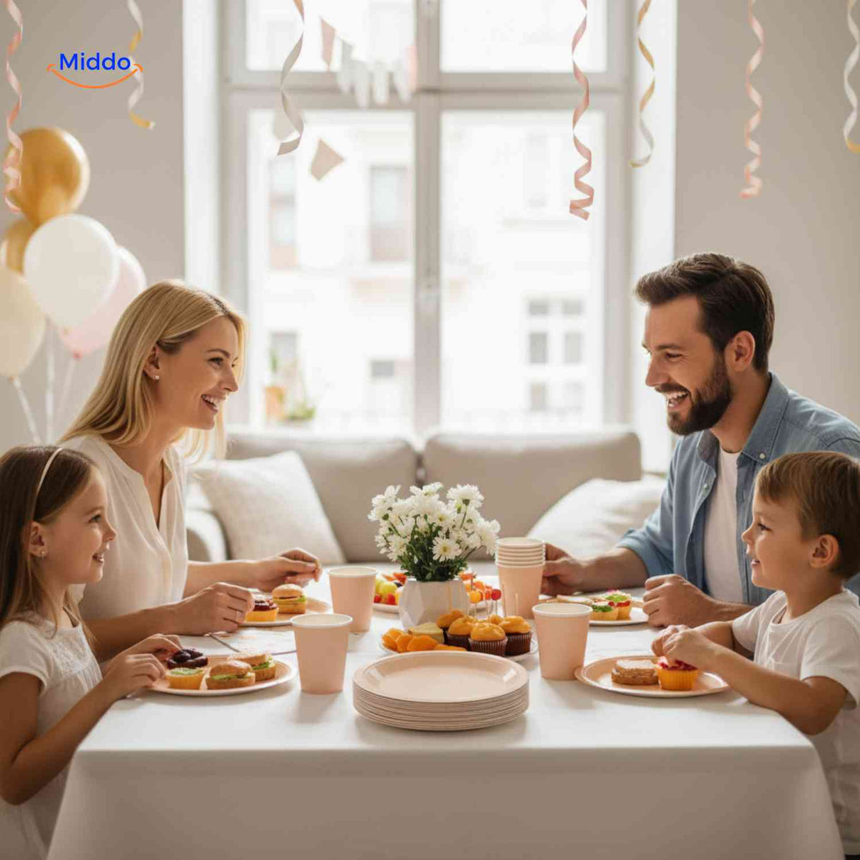 partylux bordenset feest tafel servies set familie verjaardag www.middo.nl