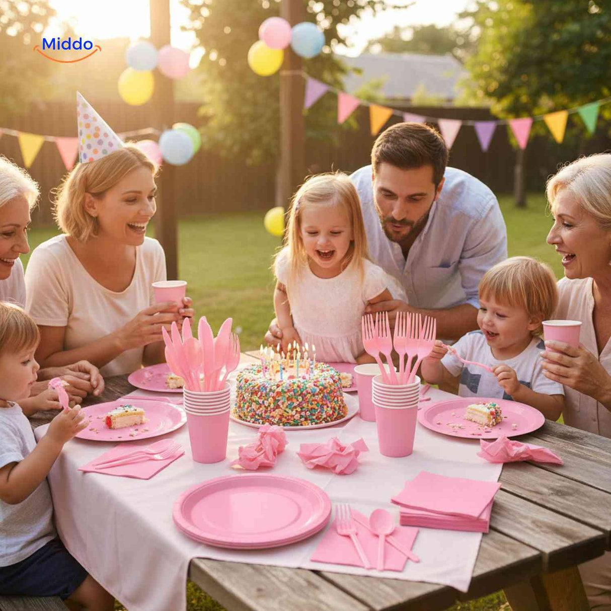 partylux bordenset verjaardag feest servies set buiten tafel www.middo.nl