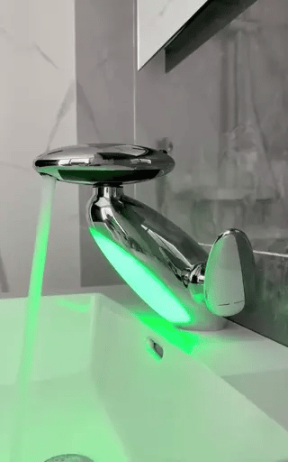 penguino kraan chroom groen led waterbesparende badkamerkraan aanrechtmontage www.middo.nl
