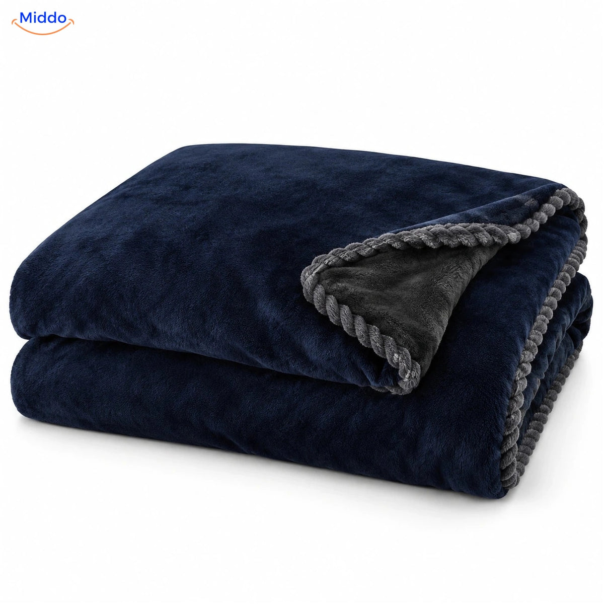 Fluwelen pluche dekbedovertrek - Marineblauw | Donkere keerzijde