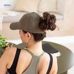 ponylite pet olijfgroene dameshoed met haaropening relaxed thuisstijl www.middo.nl