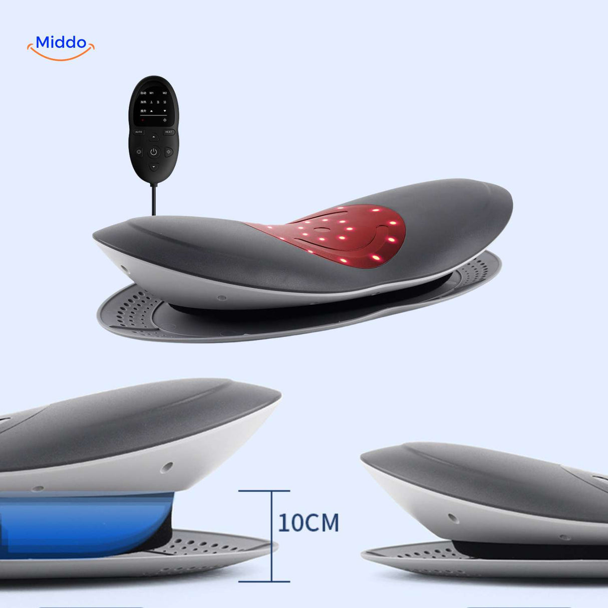 relaxacore massager infrarood warmte en 10cm verstelbare hoogte www.middo.nl
