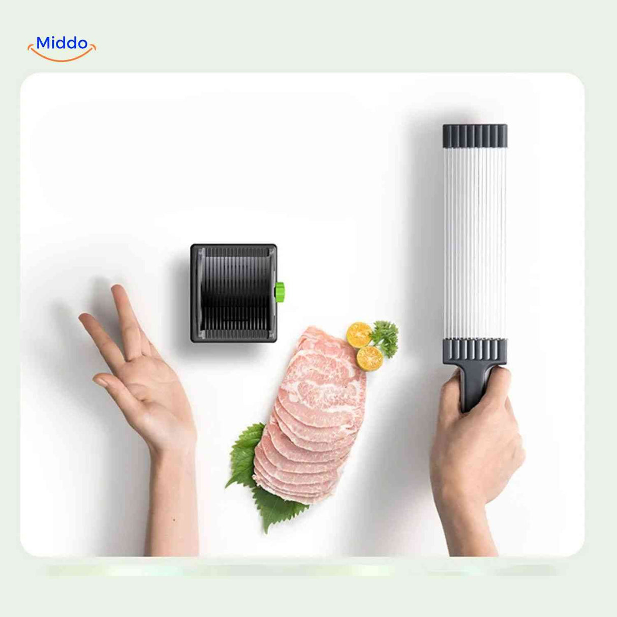 slicora vlees snijset compacte vlees snijder met handgreep www.middo.nl