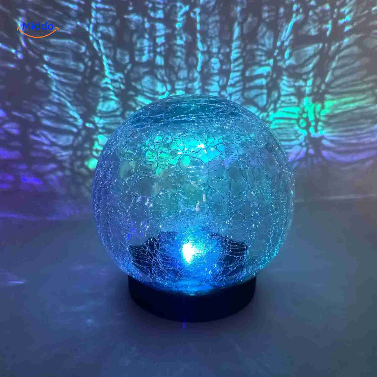 solvion lamp blauwe magische lichteffecten met glasbol www.middo.nl