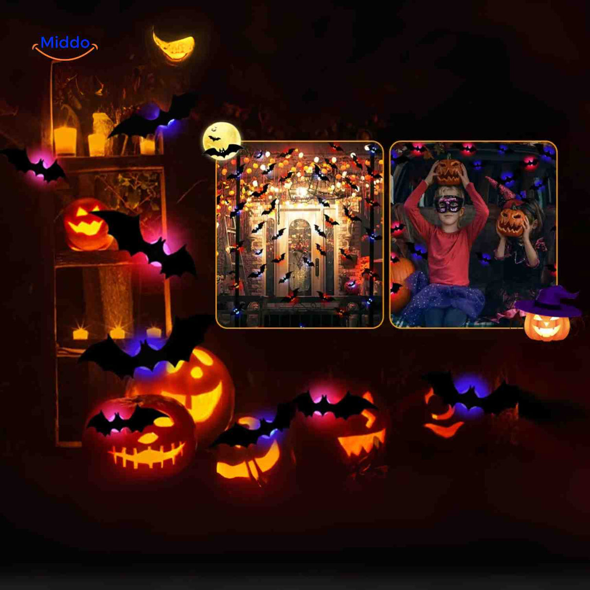 spooklight lamp halloweenfeest vleermuis led decoratie www.middo.nl