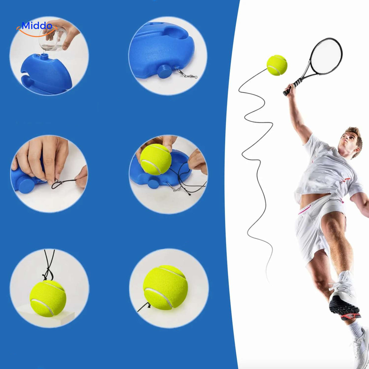 tennispro trainer stap voor stap installatiegids voor tennis terugslagtrainer www.middo.nl