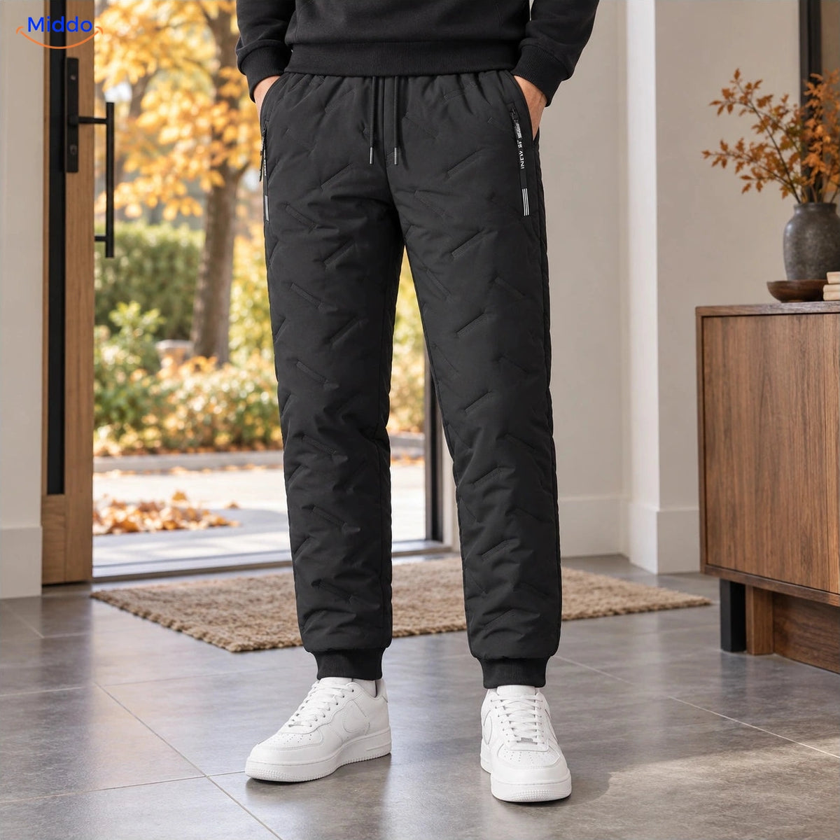 Thermoflex gevoerde winterbroek – gedragen zwart ribboord