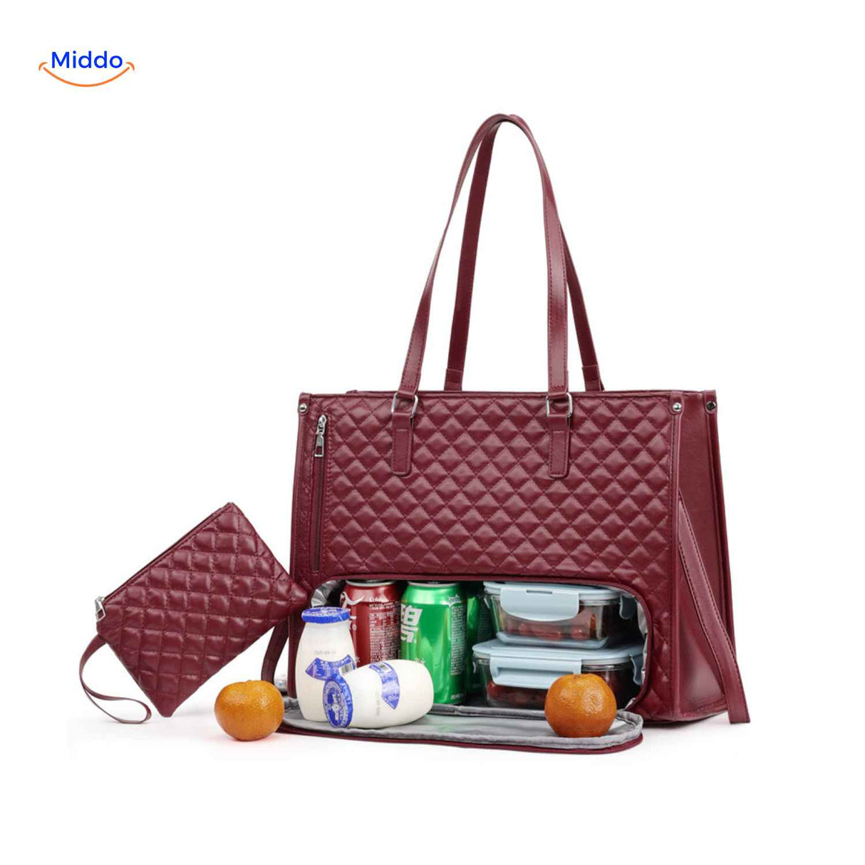 totezia tas bordeaux rode elegante lunchtas met isolatievak www.middo.nl