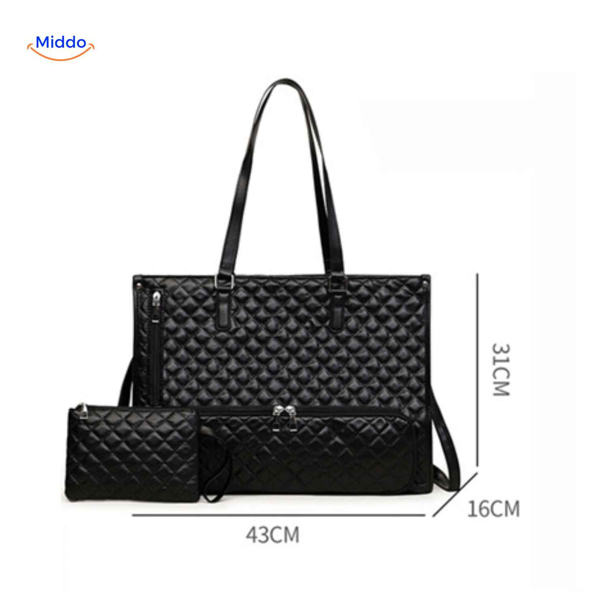 totezia tas zwart afmetingen 43x31x16 cm met etui www.middo.nl