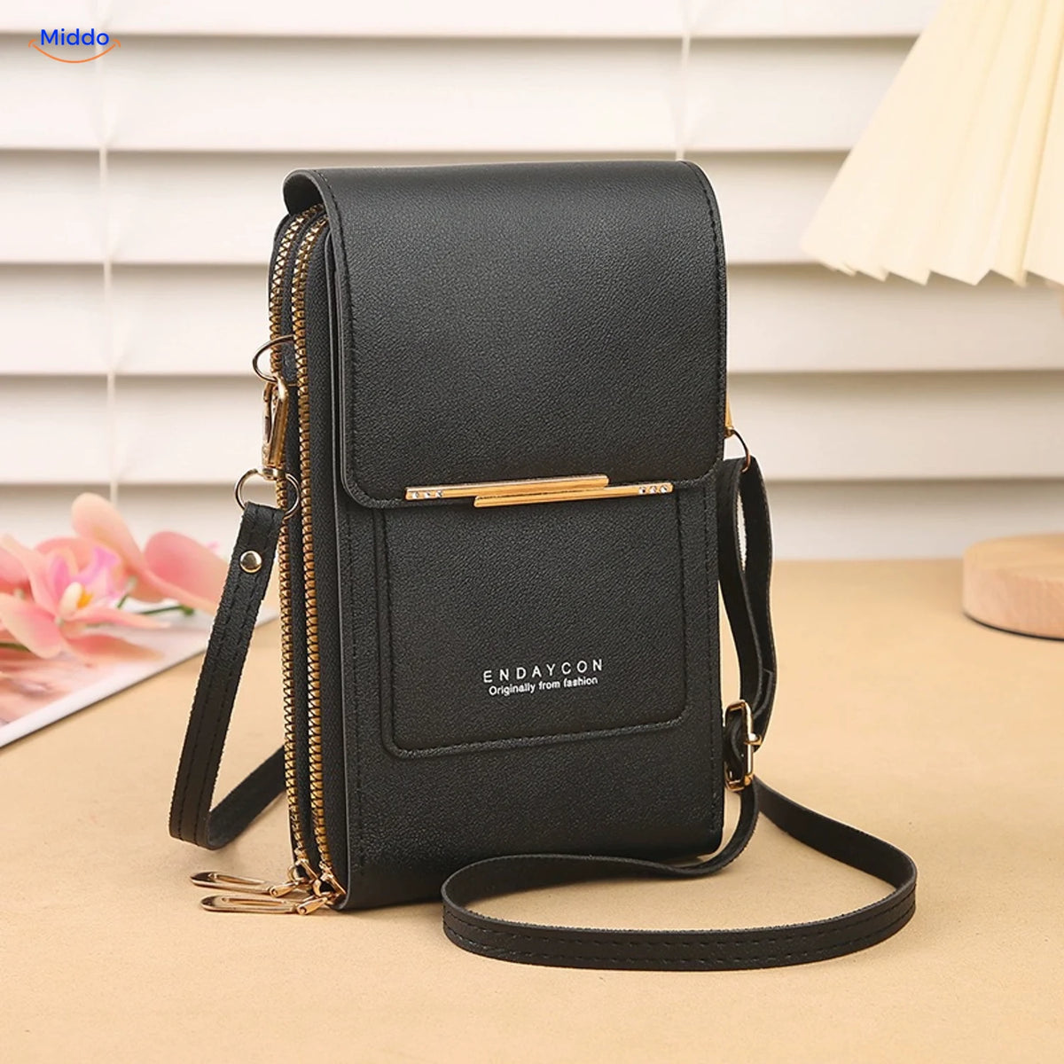 TouchScreenGo crossbody telefoontas, zwart