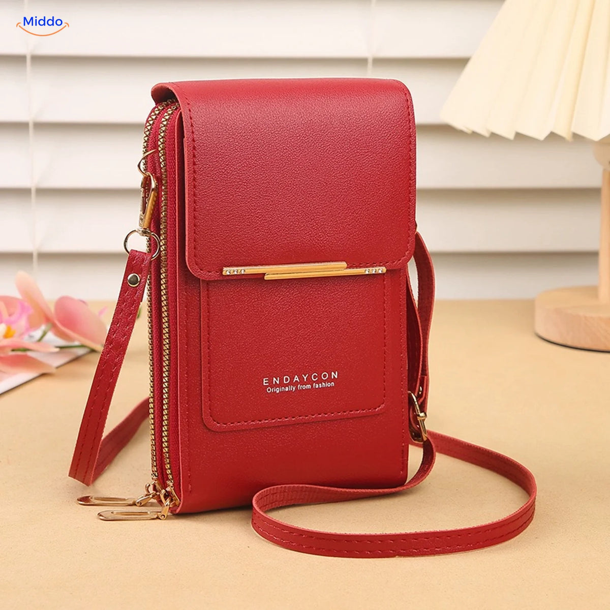 TouchScreenGo crossbody telefoontas, rood